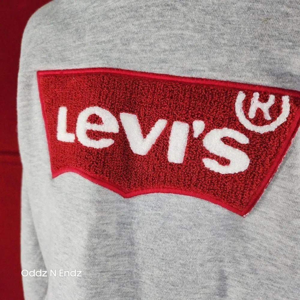 Levis Gray Hooded‎ Sweatshirt Mens Large Cotton/Polyester Blend Warm Casual Wear